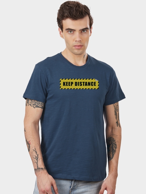 

Free Authority Men Blue Printed Round Neck T-shirt
