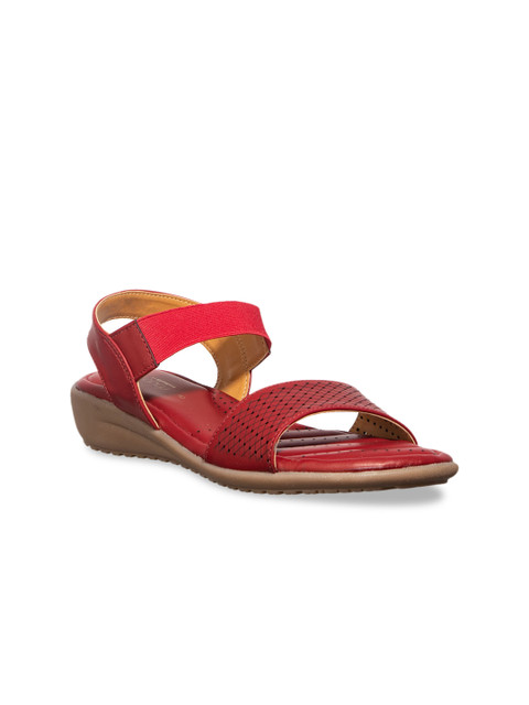 

Khadims Women Red Laser Cut Comfort Heels