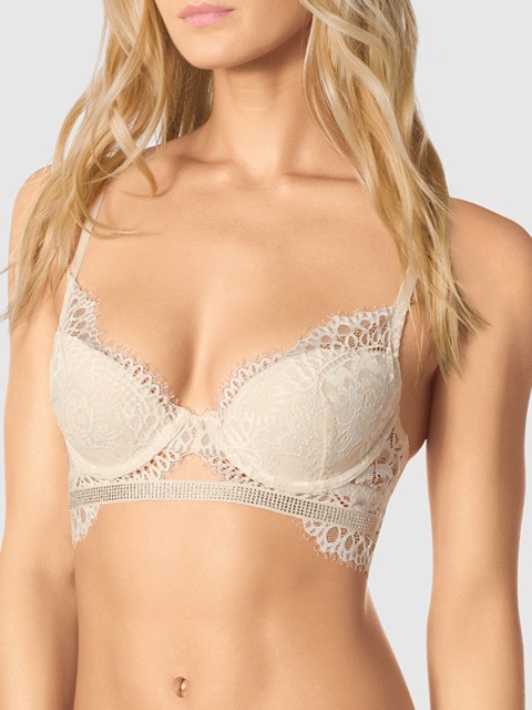 

La Senza White Lace Underwired Lightly Padded Plunge Bra 11143133