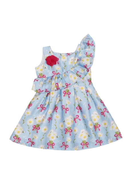 

Doodle Girls Blue Floral Print Fit and Flare Dress