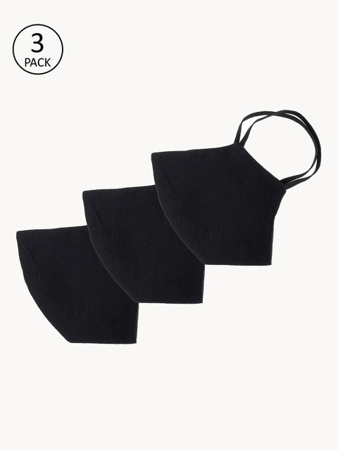 

PANASH Unisex 3 Pcs Black 2-Ply Reusable Anti-Pollution Khadi Cloth Masks