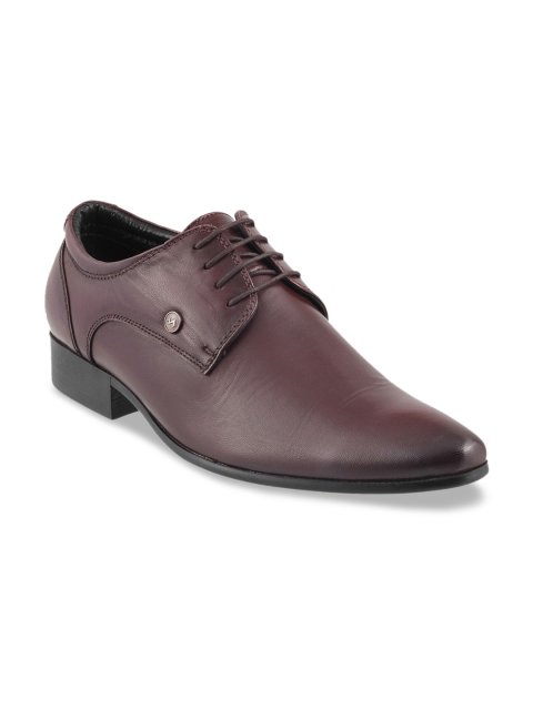 

Metro Men Burgundy Solid Leather Formal Derbys