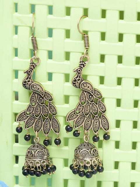 

Stoln Gold-Toned Peacock Shaped Drop Earrings