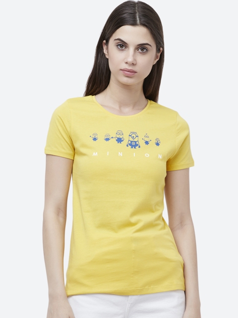 

Free Authority Women Yellow Minions Print Round Neck T-shirt