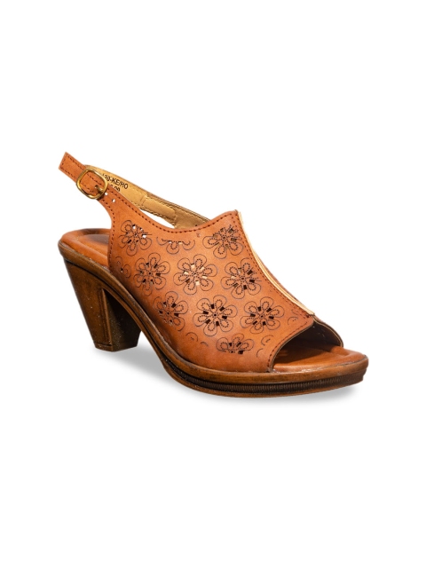 

Khadims Women Tan Laser Cut Block Heels