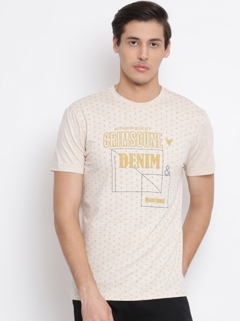 

Crimsoune Club Men Cream Printed Round Neck T-shirt
