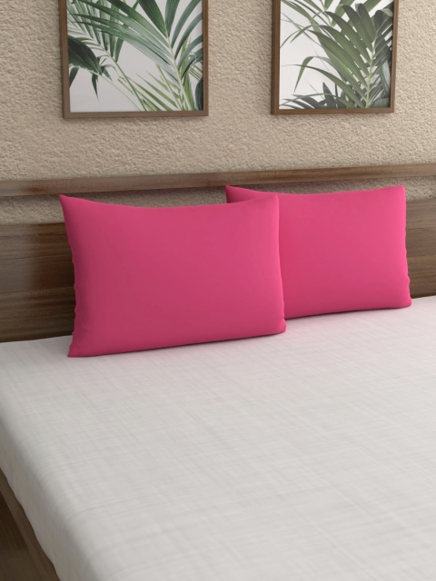 

Home Ecstasy Set Of 2 Pink Solid 220 TC Pillow Covers
