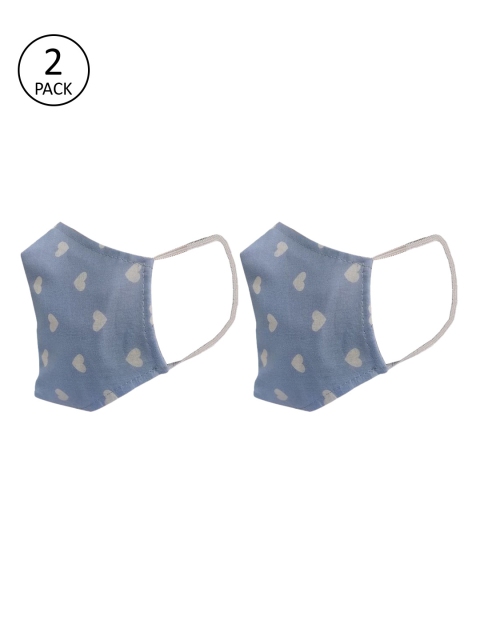 

nestroots Unisex 2 Pcs Blue Printed 2-Ply Anti Pollution Reusable Masks