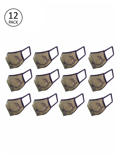 

nestroots Unisex 12 Pcs Beige Printed 2-Ply Anti Pollution Reusable Masks