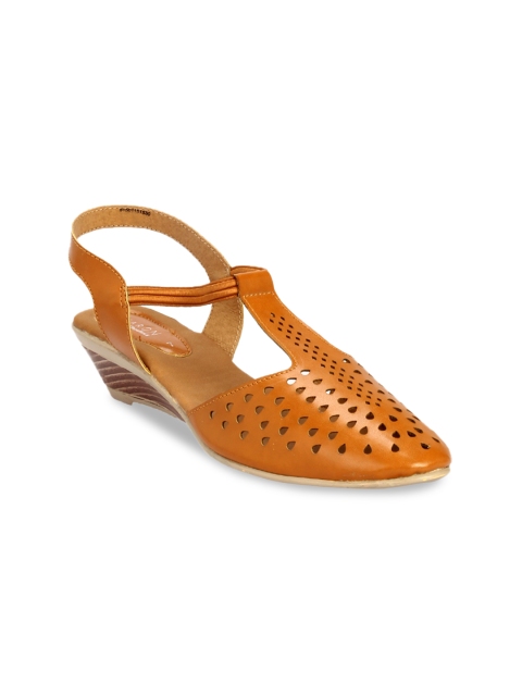 

Khadims Women Tan Textured Laser Cut Pumps