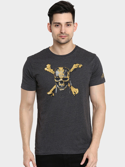 

Free Authority Men Grey Pirates Of The Carib Printed Slim Fit T-shirt