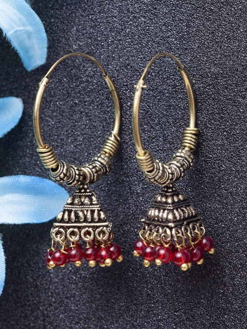 

Stoln Girls Gold-Plated & Red Dome-Shaped Jhumkas