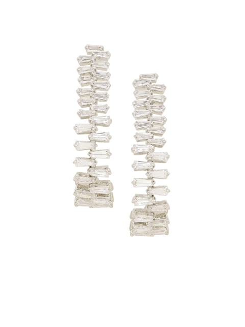 

Shoshaa Silver-Plated & White Classic Half Hoop Earrings