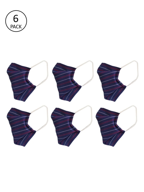 

nestroots Unisex 6 Pcs Navy Blue Printed 2-Ply Anti Pollution Reusable Masks