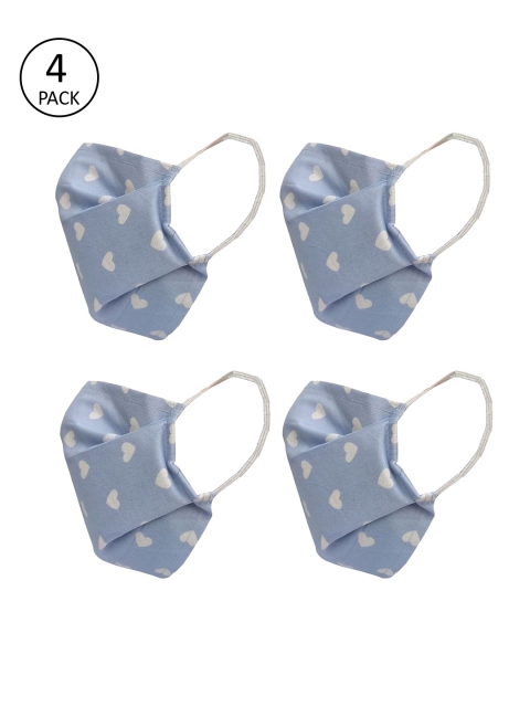 

nestroots Unisex 4 Pcs Blue Printed 2-Ply Anti Pollution Reusable Masks