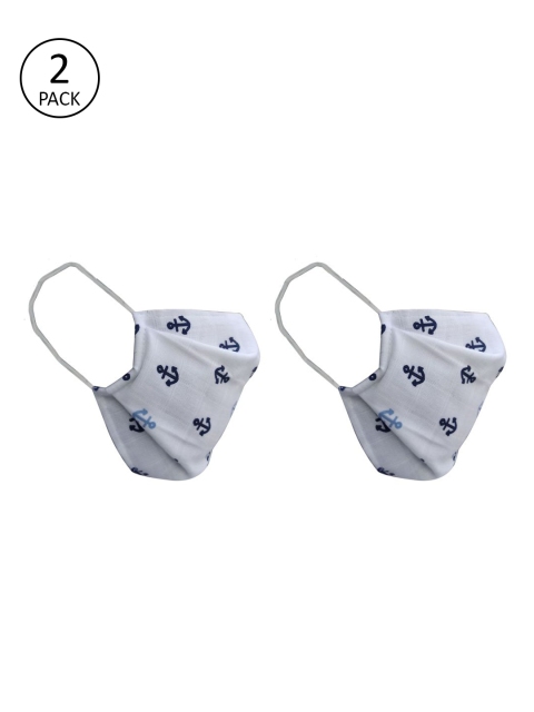 

nestroots Unisex 2 Pcs White Printed 2-Ply Anti Pollution Reusable Masks