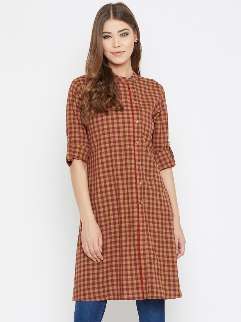 

Ruhaan's Women Brown Checked Tunic