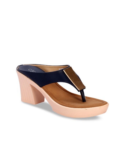 

Khadims Women Navy Blue Solid Block Heels