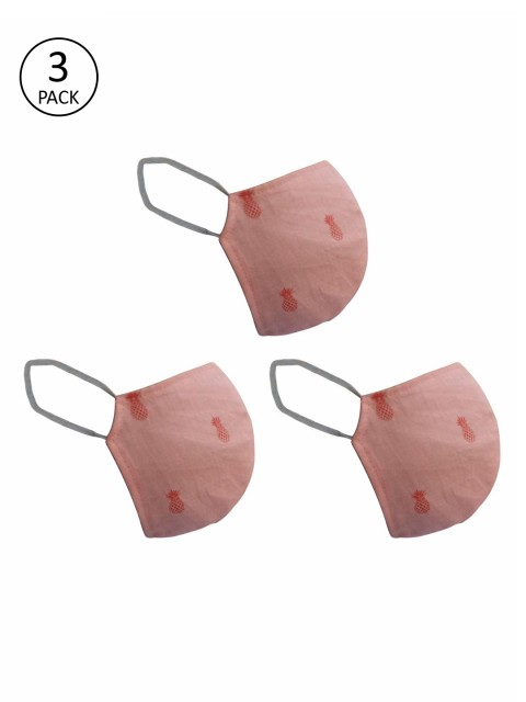 

Unisex 3 Pcs Beige Printed 2-Ply Anti Pollution Reusable Masks