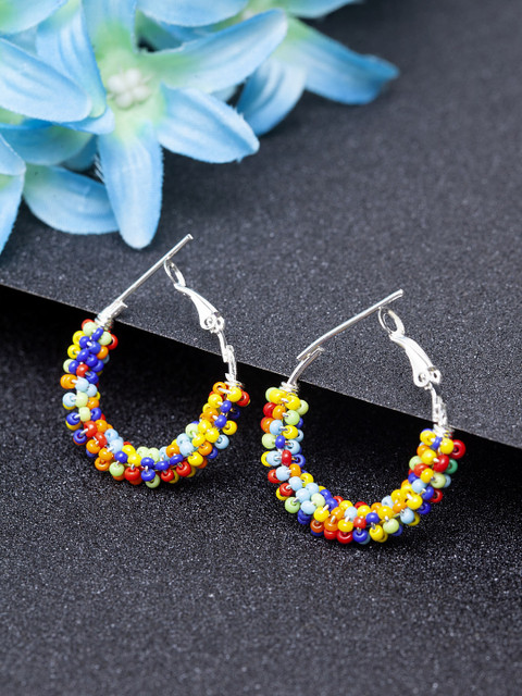 

Stoln Girls Silver-Plated & Multicoloured Classic Hoop Earrings