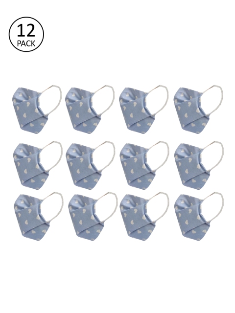 

nestroots Unisex 12 Pcs Blue Printed 2-Ply Anti Pollution Reusable Masks