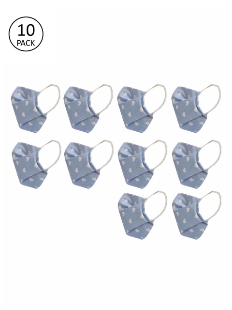 

nestroots Unisex 10 Pcs Blue Printed 2-Ply Anti Pollution Reusable Masks