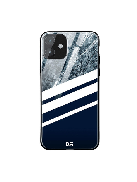 

DailyObjects White & Navy Blue Marble iPhone 11 Glass Case