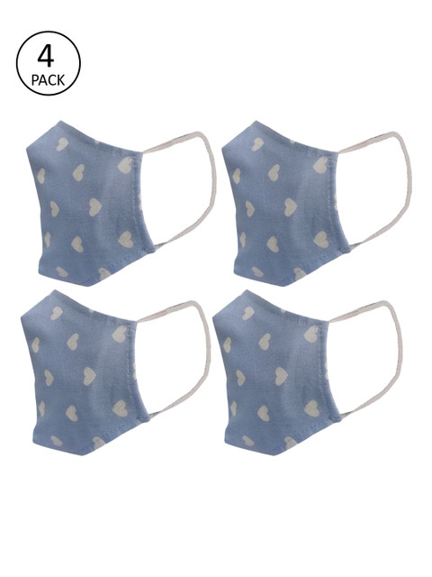 

nestroots Unisex 4 Pcs Blue Printed 2-Ply Anti Pollution Reusable Masks