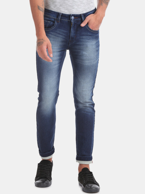 

RUF & TUF Men Navy Blue Slim Fit Mid-Rise Clean Look Jeans