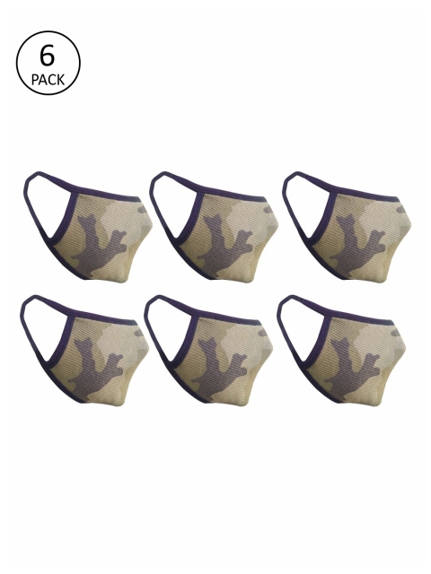 

nestroots Unisex 6 Pcs Beige Printed 2-Ply Anti Pollution Reusable Masks