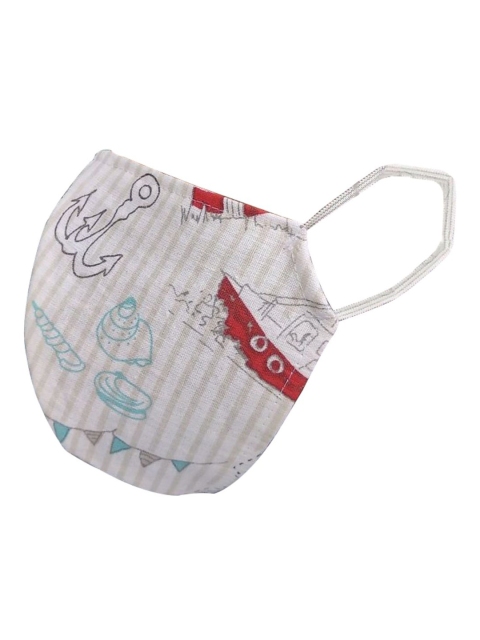 

nestroots Unisex Off-White Printed 2-Ply Anti Pollution Reusable Masks
