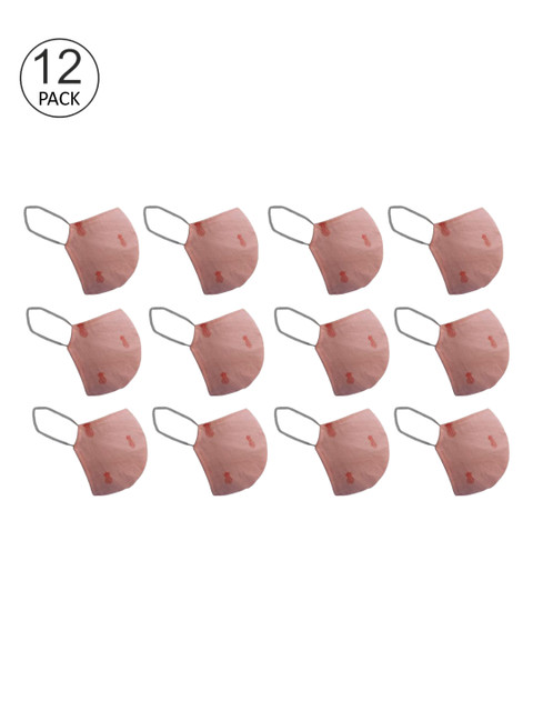 

nestroots Unisex 12 Pcs Beige Printed 2-Ply Anti Pollution Reusable Masks