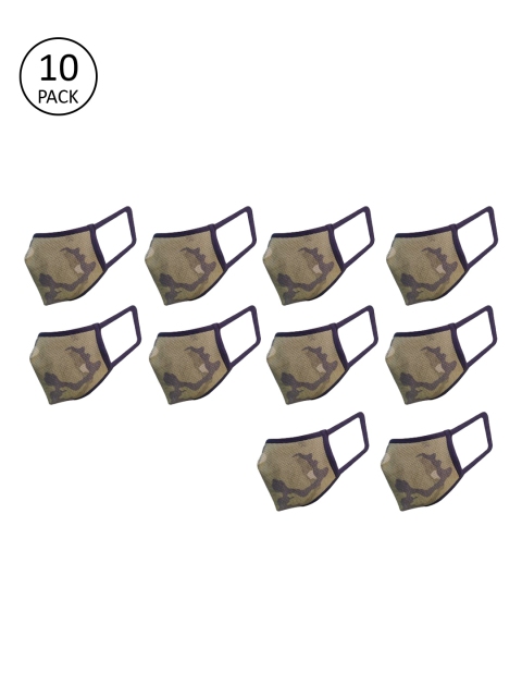 

nestroots Unisex 10 Pcs Beige Printed 2-Ply Anti Pollution Reusable Masks