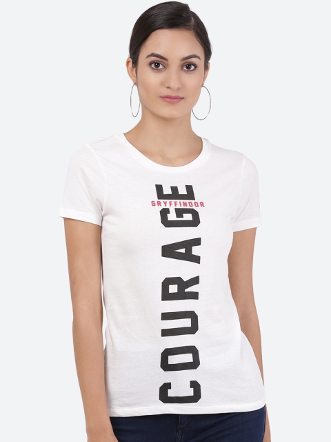 

Free Authority Women White Printed Round Neck T-shirt