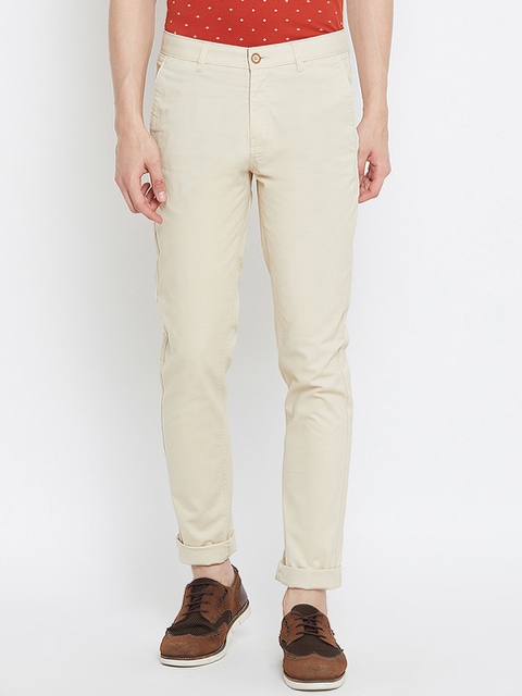 

Octave Men Cream Regular Fit Solid Regular Trousers