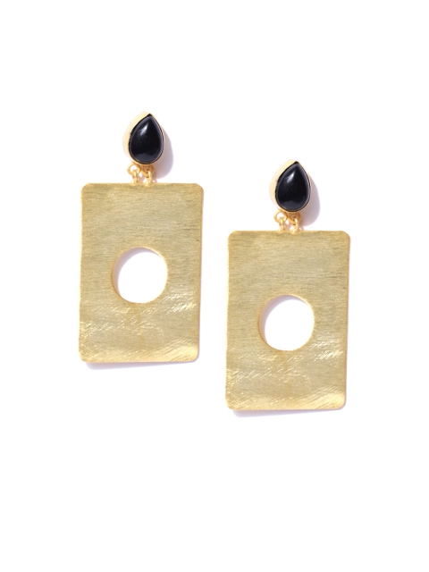 

Blueberry Gold & Black Geometric Drop Earrings