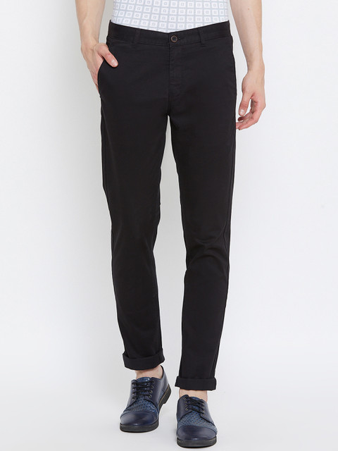 

Octave Men Black Solid Regular Trousers