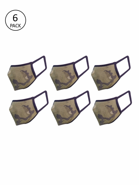 

nestroots Unisex 6 Pcs Beige Printed 2-Ply Anti Pollution Reusable Masks