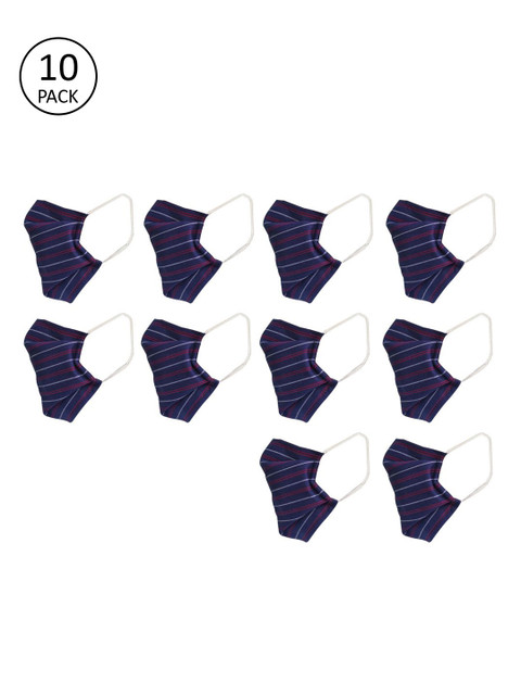 

nestroots Unisex Navy Blue 10 Pcs 2-Ply Reusable Anti Pollution & Anti Dust Fashion Masks