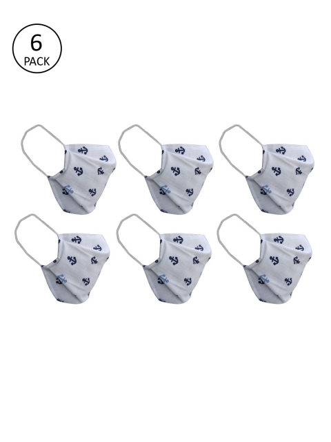 

nestroots Unisex 6 Pcs White Printed 2-Ply Anti Pollution Reusable Masks