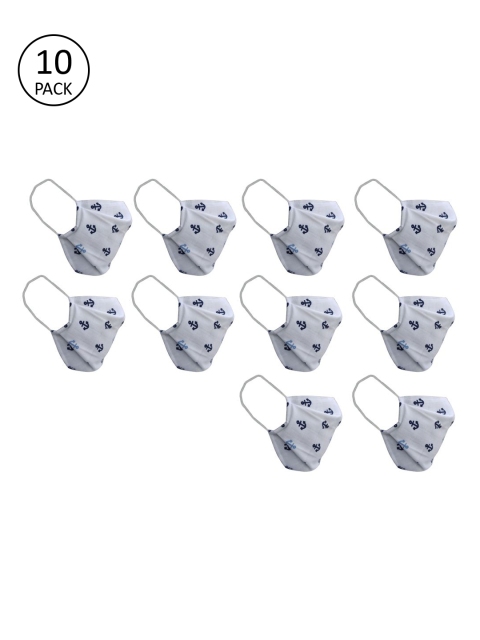 

nestroots Unisex 10 Pcs White Printed 2-Ply Anti Pollution Reusable Masks