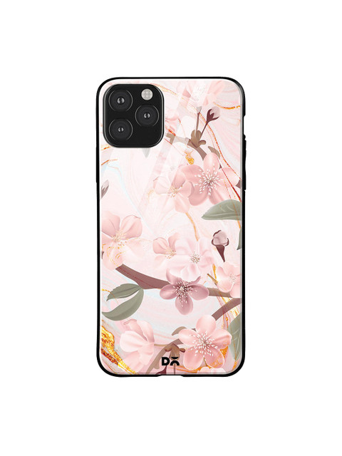 

DailyObjects Pink & Green Marble Flowers iPhone 11 Pro Max Glass Case