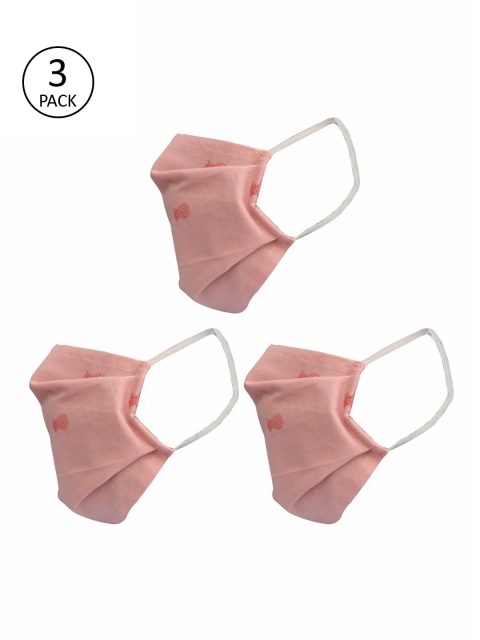 

nestroots Unisex 3 Pcs Beige Printed 2-Ply Anti Pollution Reusable Masks
