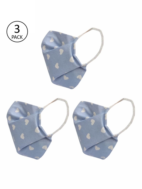 

nestroots Unisex 3 Pcs Blue Printed 2-Ply Anti Pollution Reusable Masks