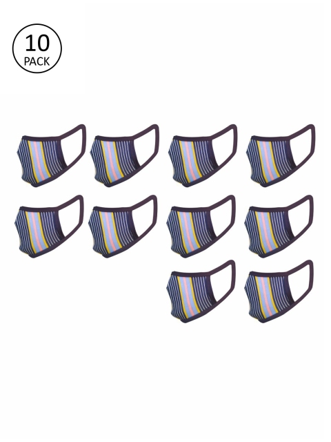

nestroots Unisex 10 Pcs Blue Striped 2-Ply Anti Pollution Reusable Masks