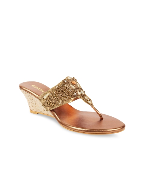 

Rocia Women Copper-Toned & Gold-Toned Embellished Wedges