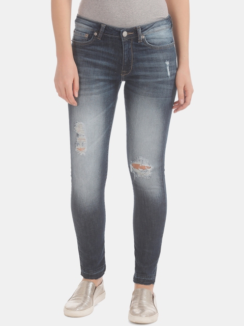 

Aeropostale Women Navy Blue Slim Fit Low-Rise Slash Knee Stretchable Jeans
