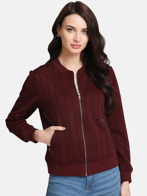 

Kazo Women Maroon Self Design Bomber