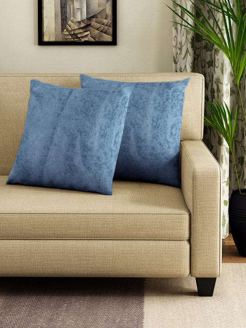 

DREAM WEAVERZ Teal Set of 2 Solid Square Cushion Covers