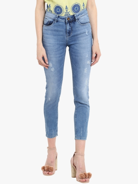 

FOSH Women Blue Skinny Fit Mid-Rise Mildly Distressed Stretchable Jeans